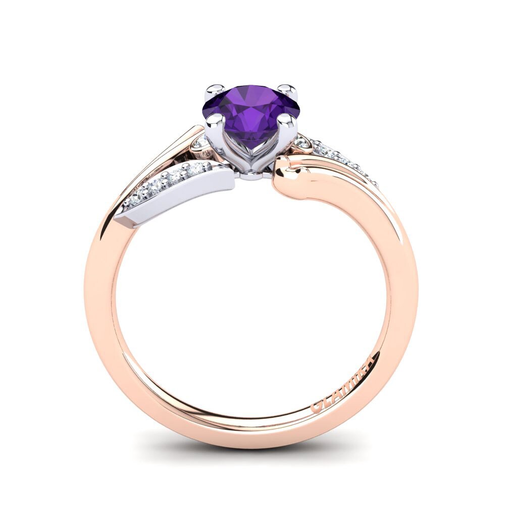 14ct Rose / White Gold Amethyst Engagement Ring Agnella 0.8 crt