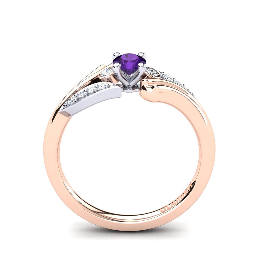 14ct Rose / White Gold Amethyst Engagement Ring Agnella 0.25 crt