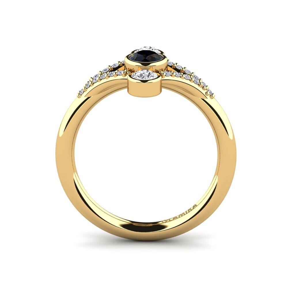 9ct Yellow Gold Black Opal Ring Ahlexa