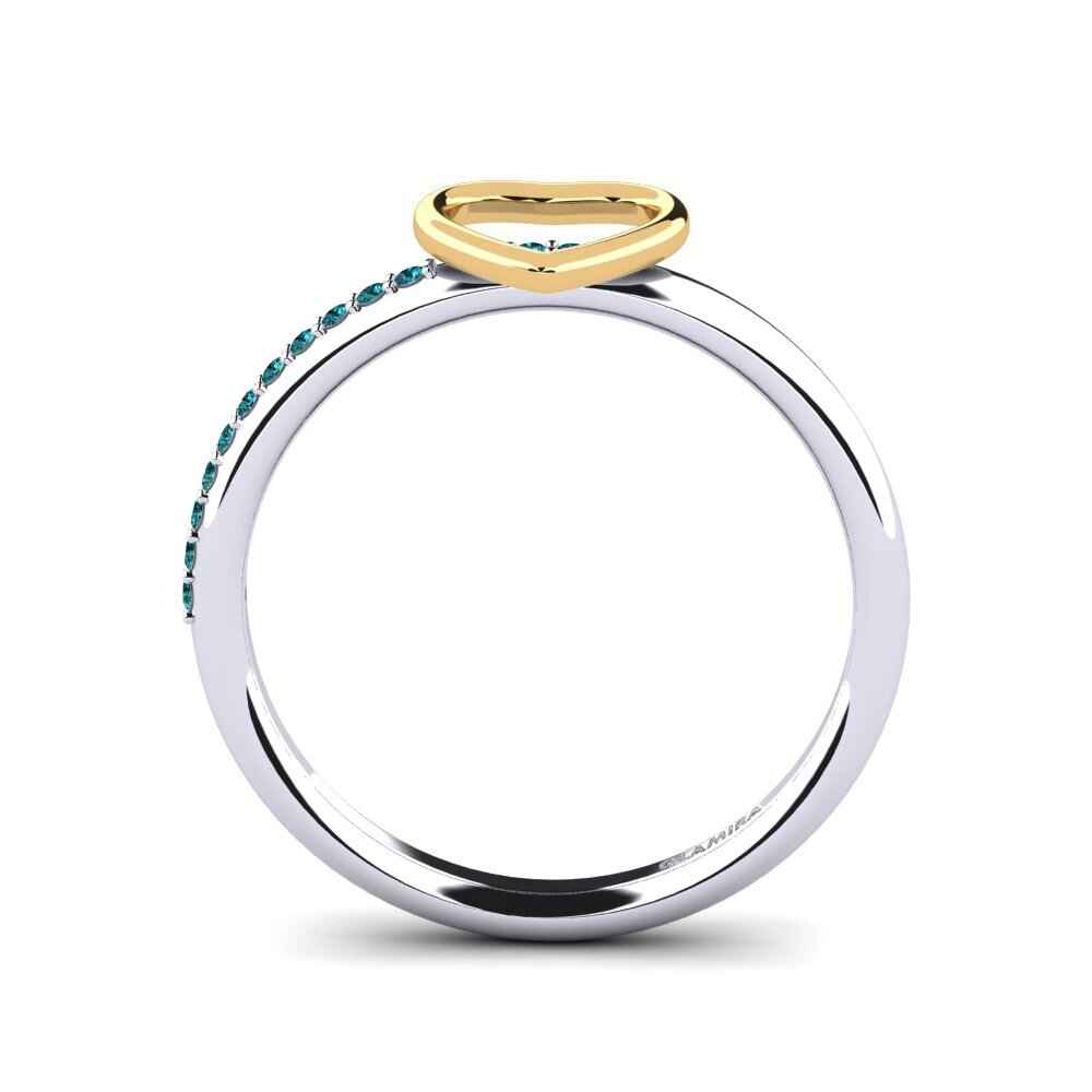 18ct White & Yellow Gold Blue Diamond Ring Ahsal