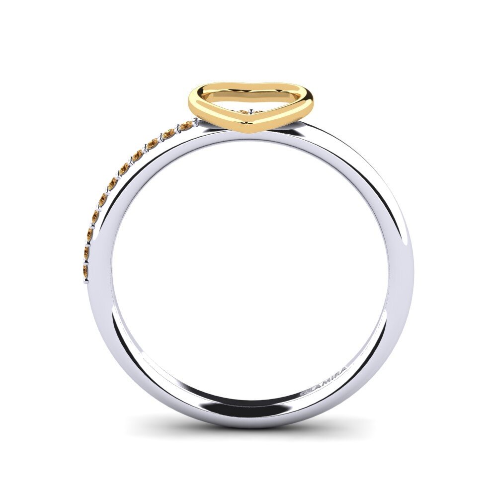 18ct White & Yellow Gold Brown Diamond Ring Ahsal