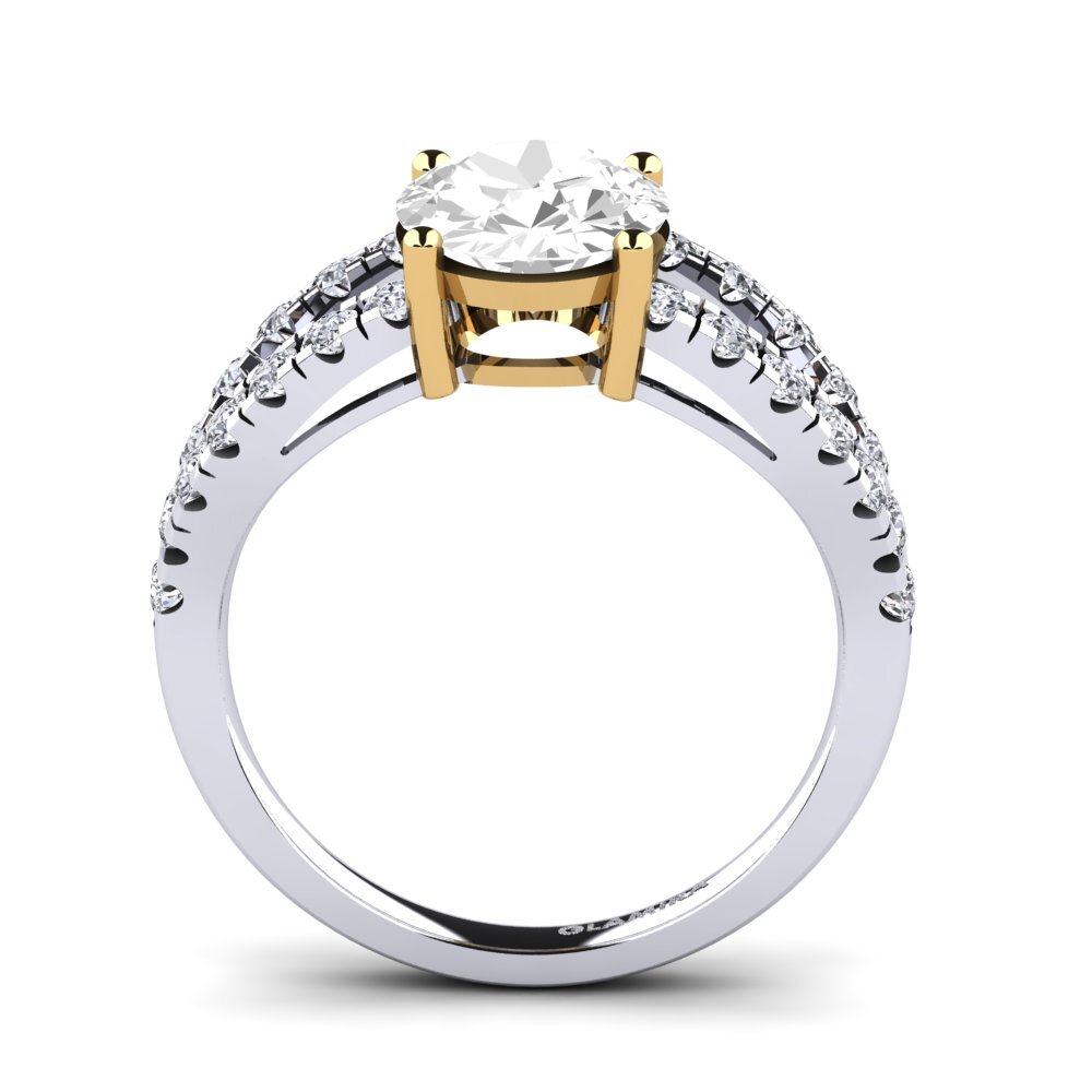 14ct White / Yellow Gold White Topaz Engagement Ring Aida