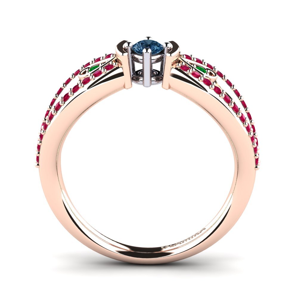 14ct Rose / White Gold Blue Diamond Engagement Ring Aigina