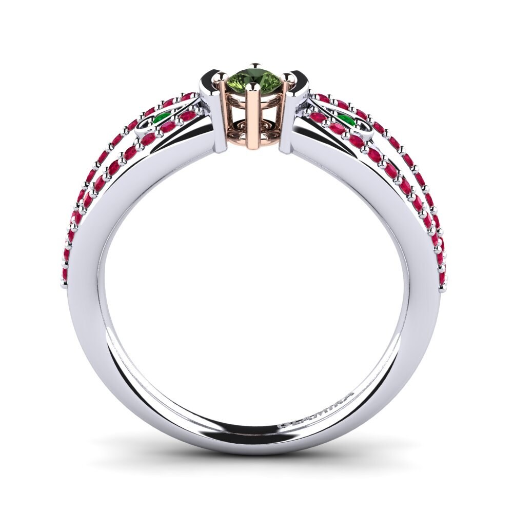 14ct White / Rose Gold Green Sapphire Engagement Ring Aigina