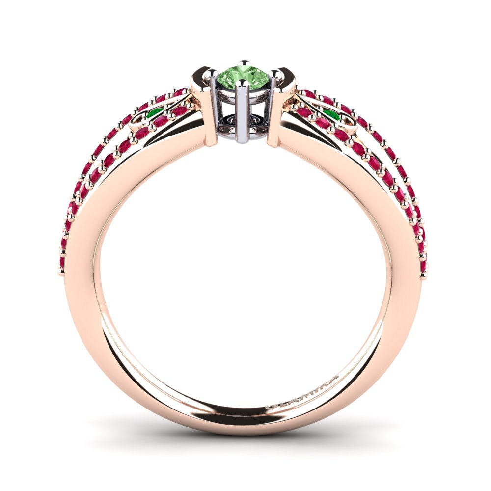 14ct Rose / White Gold Green Diamond Engagement Ring Aigina