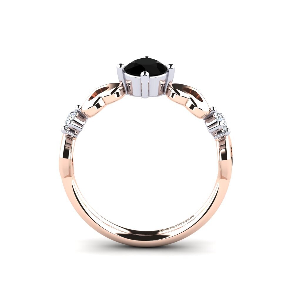 14ct Rose & White Gold Black Onyx Women's Ring Aizaya