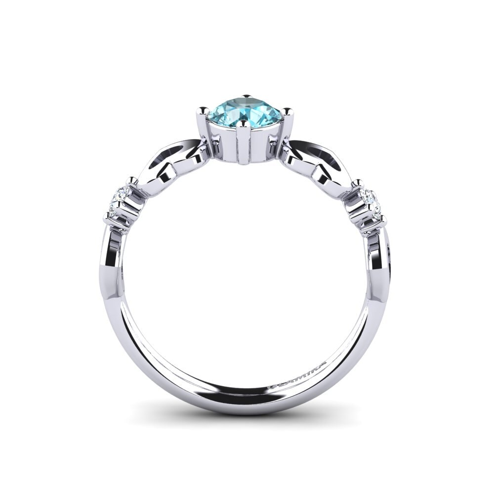 White Silver Blue Zircon Women's Ring Aizaya