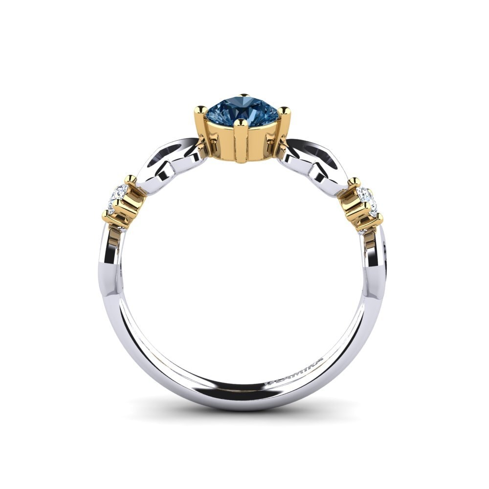18ct White & Yellow Gold Blue Diamond Women's Ring Aizaya