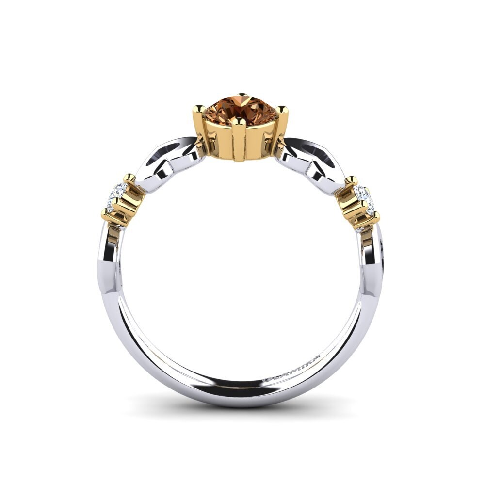 18ct White & Yellow Gold Brown Diamond Women's Ring Aizaya