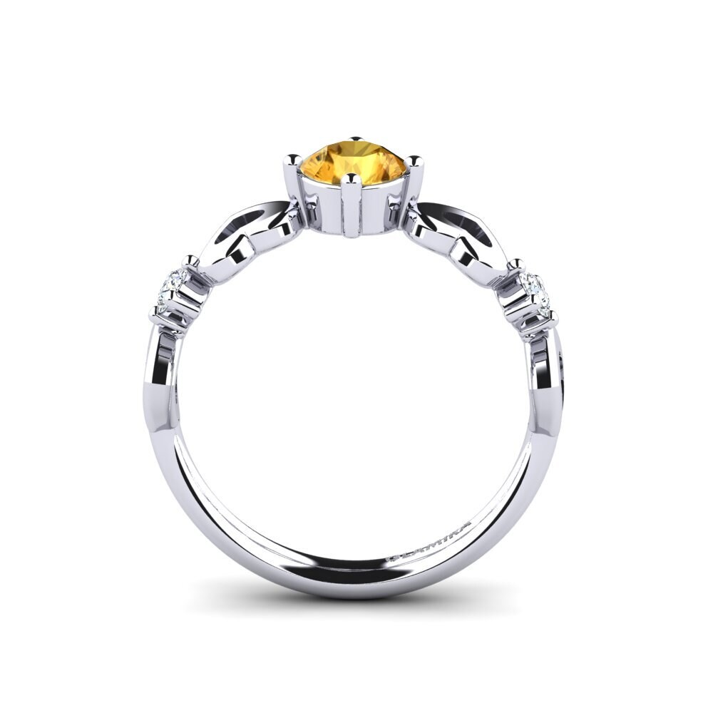 White Silver Citrine Women's Ring Aizaya