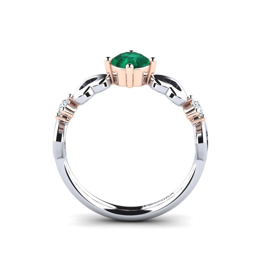 14ct White & Rose Gold Emerald Women's Ring Aizaya