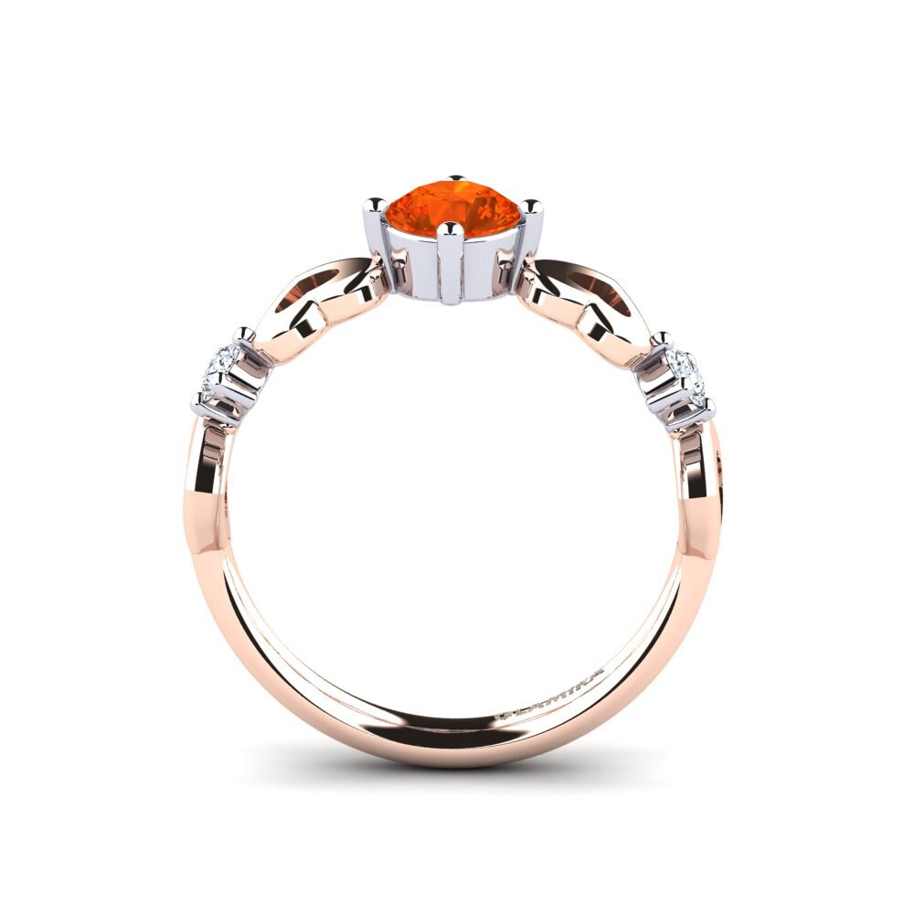 18ct Rose & White Gold Fire Opal Women's Ring Aizaya