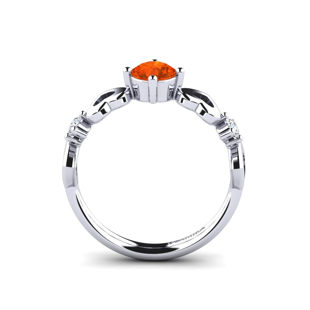 White Silver Fire Opal Women's Ring Aizaya