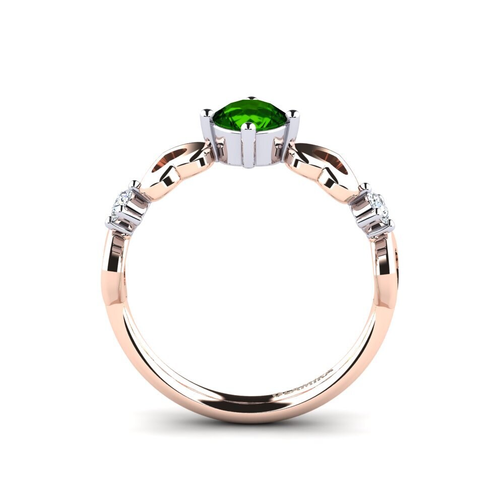18ct Rose & White Gold Green Tourmaline Women's Ring Aizaya