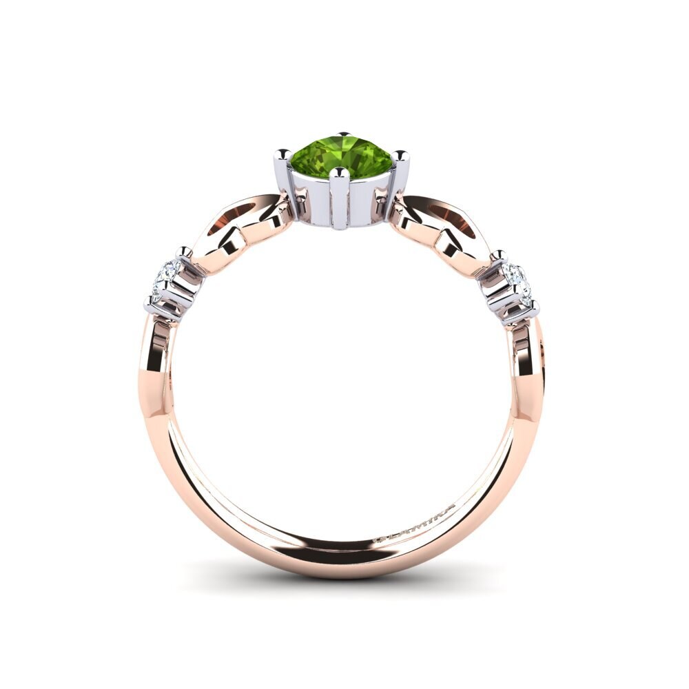 18ct Rose & White Gold Peridot Women's Ring Aizaya