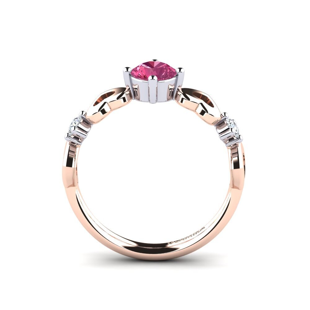 18ct Rose & White Gold Pink Tourmaline Women's Ring Aizaya