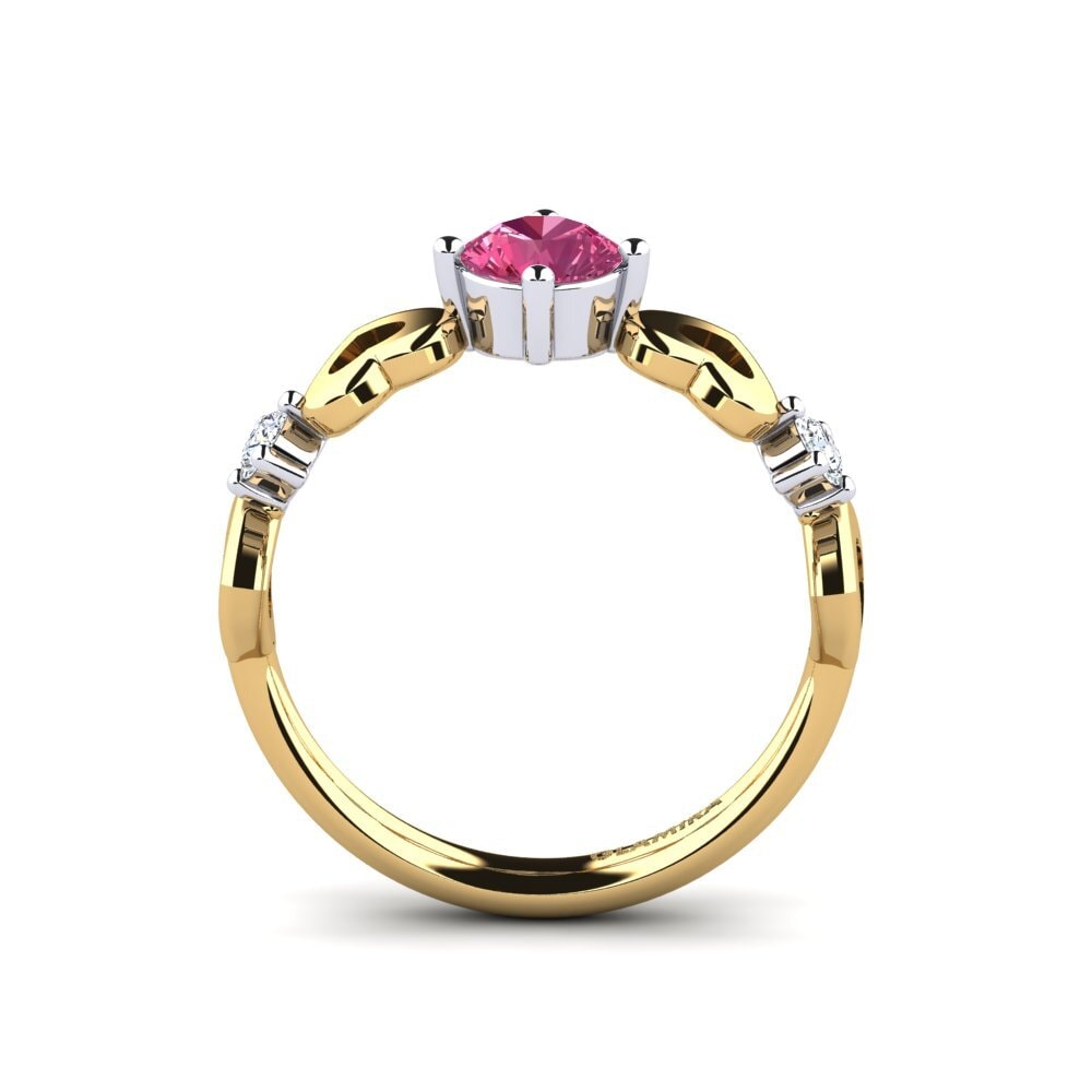 18ct Yellow & White Gold Pink Tourmaline Women's Ring Aizaya