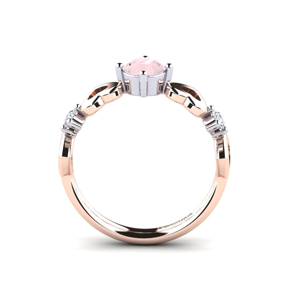 18ct Rose & White Gold Rose Quartz Women's Ring Aizaya