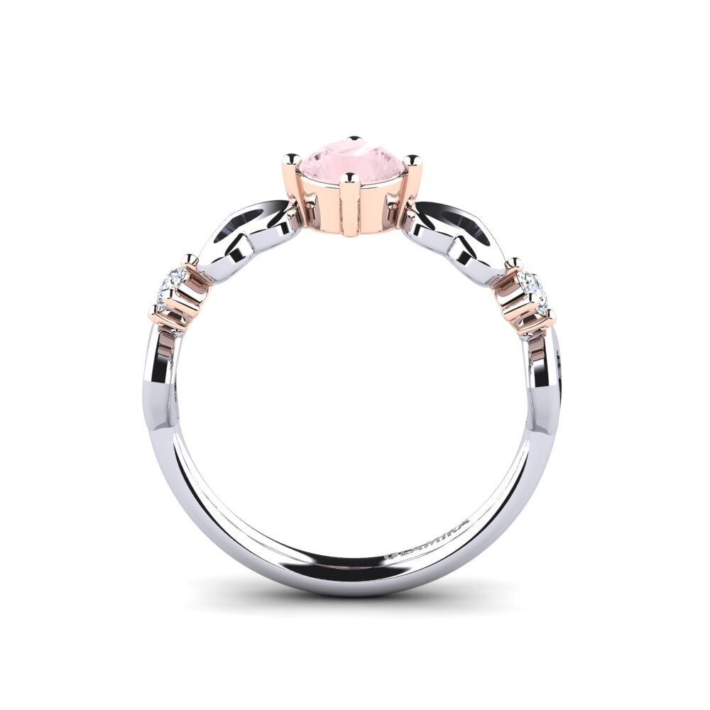 18ct White & Rose Gold Rose Quartz Women's Ring Aizaya