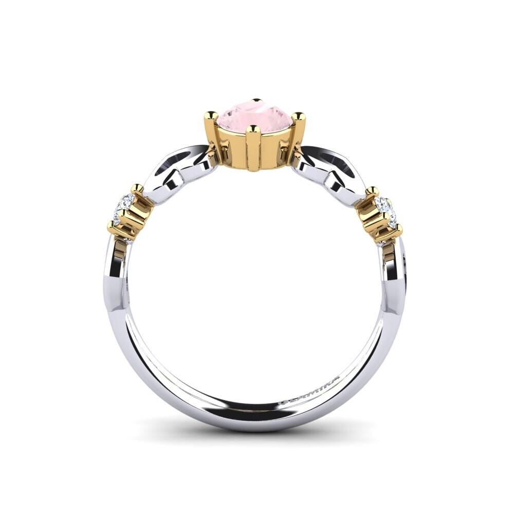 18ct White & Yellow Gold Rose Quartz Women's Ring Aizaya