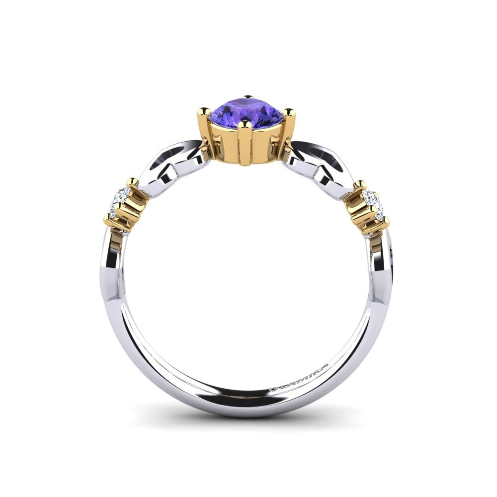 18ct White & Yellow Gold Tanzanite Women's Ring Aizaya