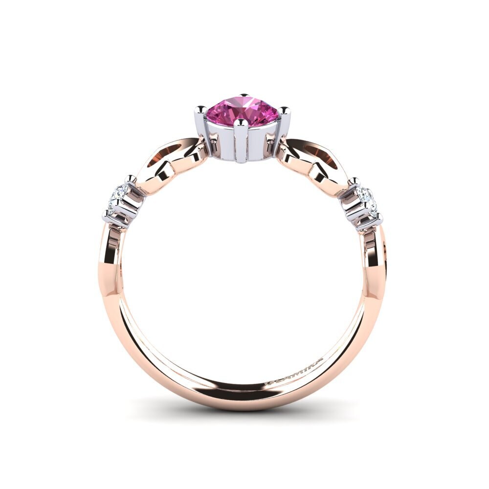 18ct Rose & White Gold Pink Topaz Women's Ring Aizaya