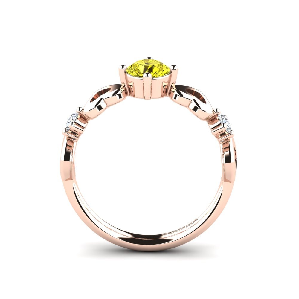 14ct Rose Gold Yellow Diamond Women's Ring Aizaya