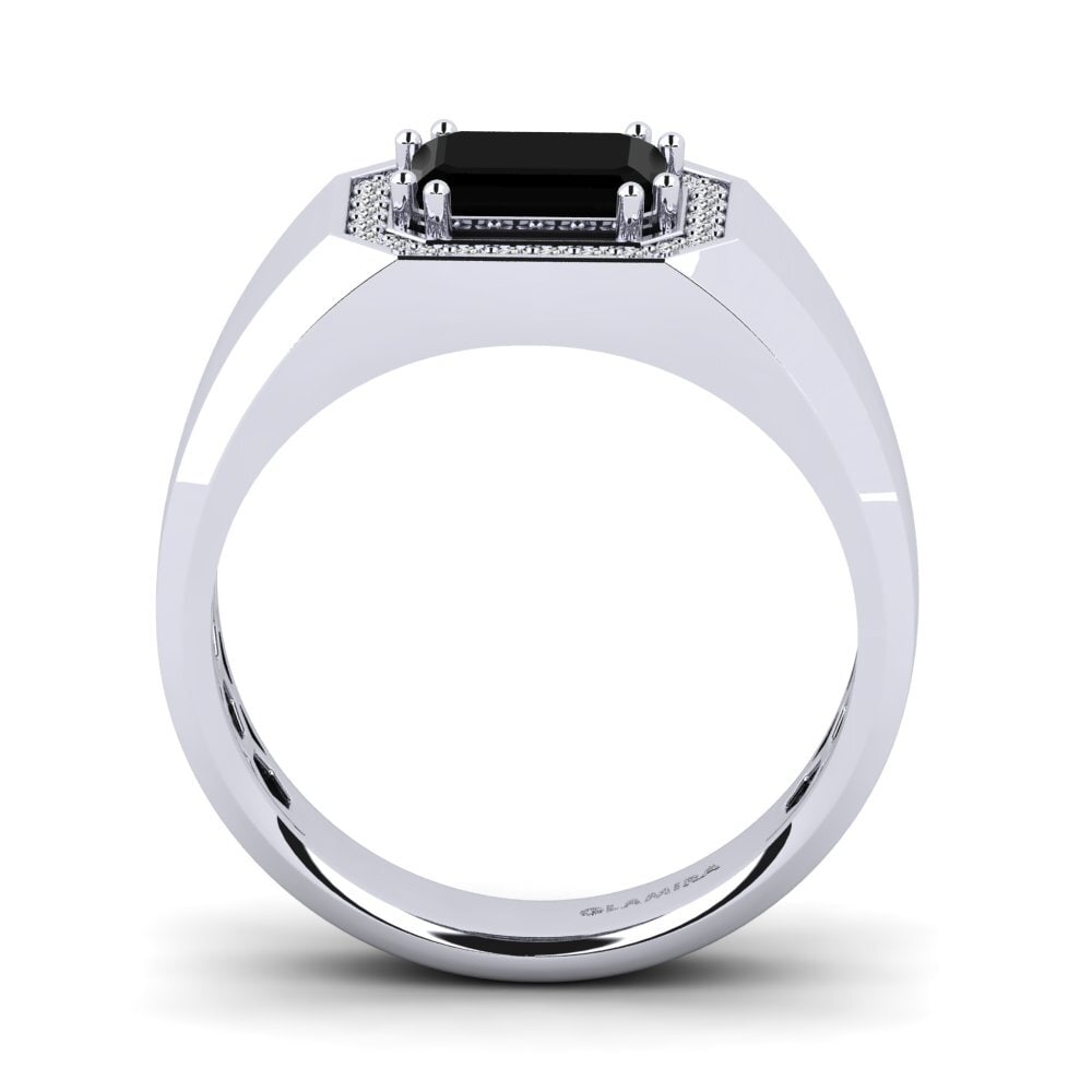 Akmal Rind Buy 2.15 Carat Emerald Cut cut 18ct White Gold Black Diamond Men's Ring ...