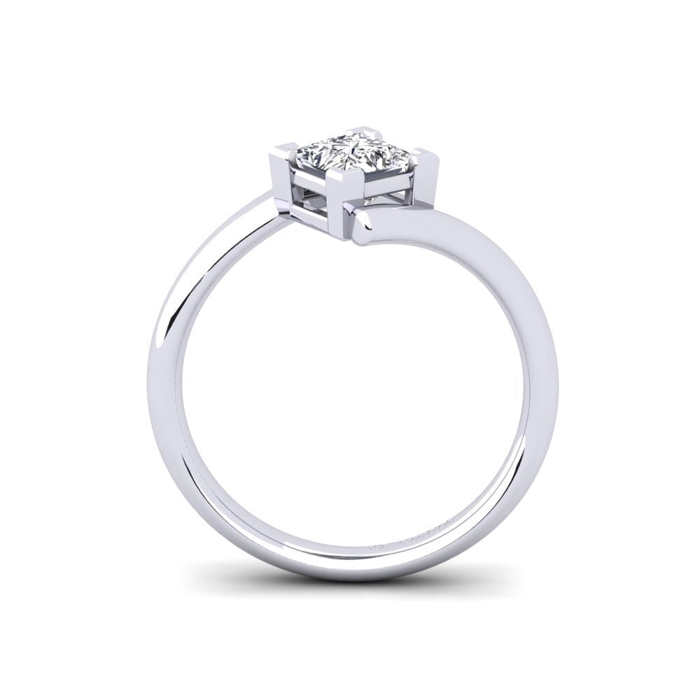 White Silver Engagement Ring Alamode