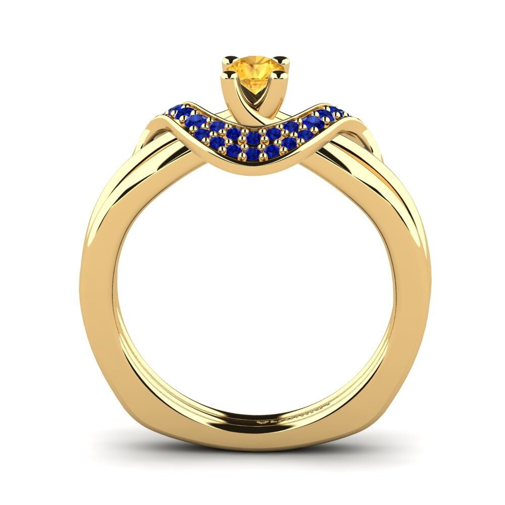 14ct Yellow Gold Citrine Engagement Ring Alasha 0.16 crt