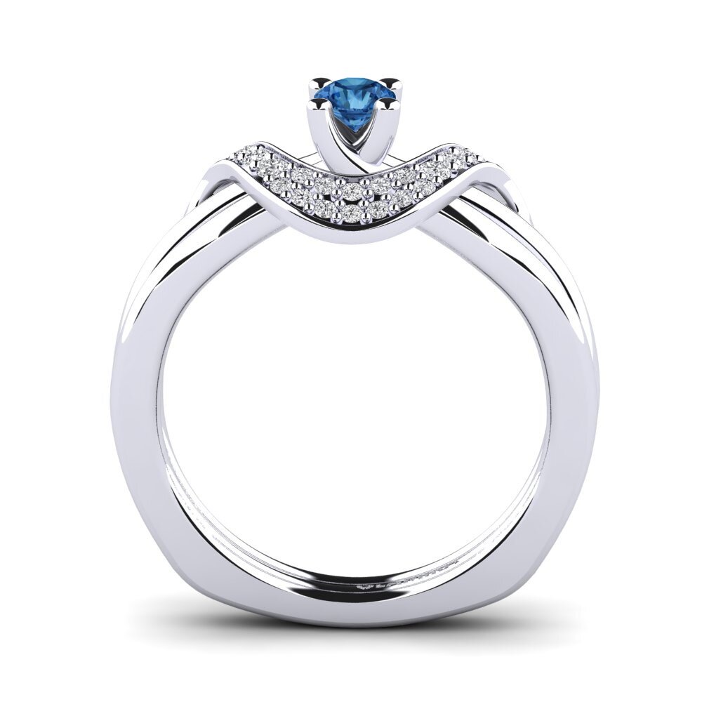 Circonita Azul Oscuro Anillo de compromiso Alasha 0.16 crt