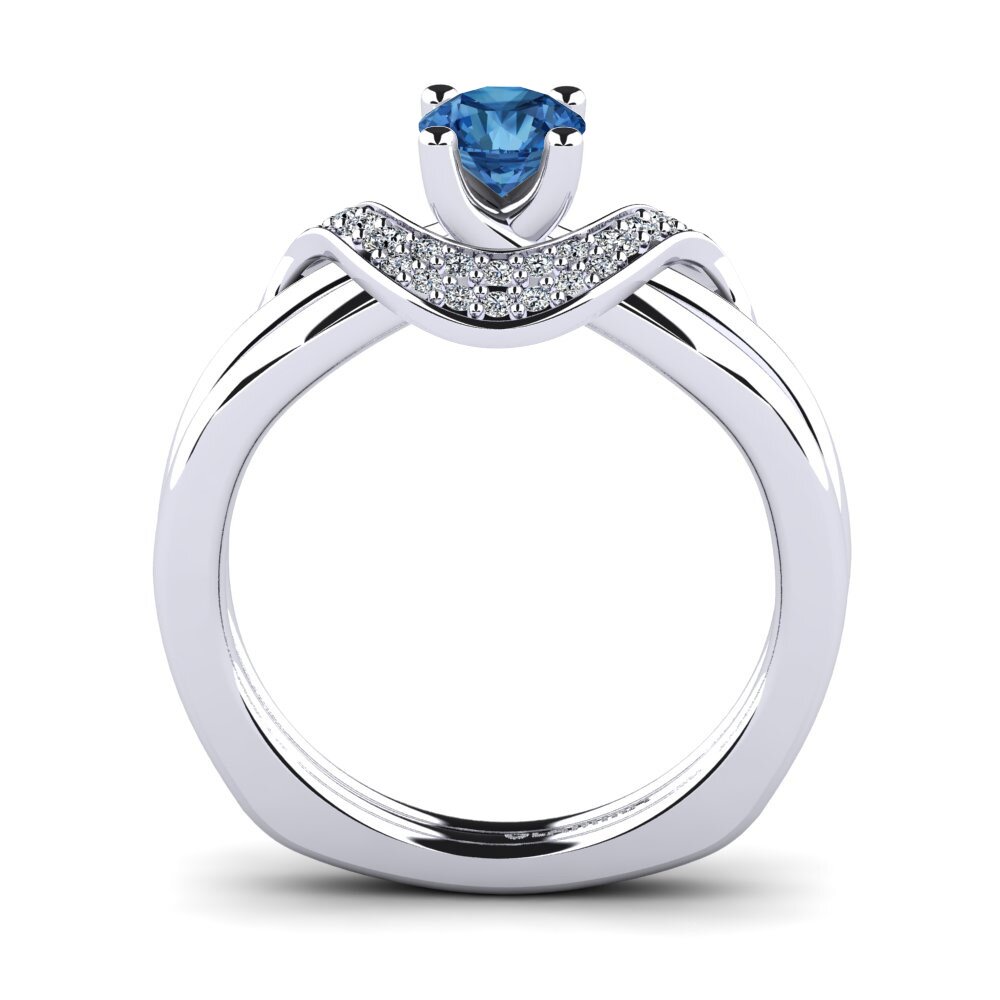 Circonita Azul Oscuro Anillo de compromiso Alasha