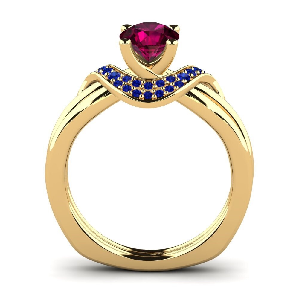 14ct Yellow Gold Rhodolite Garnet Engagement Ring Alasha 0.8 crt
