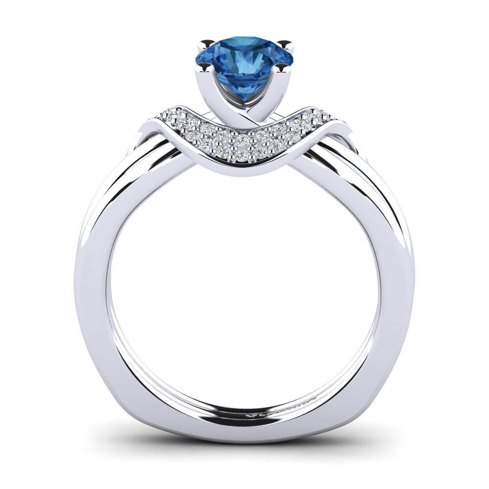 Circonita Azul Oscuro Anillo de compromiso Alasha 0.8 crt