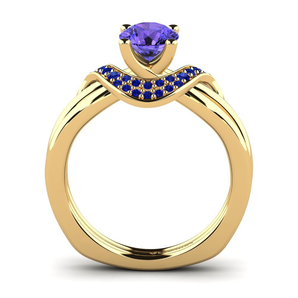 14ct Yellow Gold Tanzanite Engagement Ring Alasha 0.8 crt