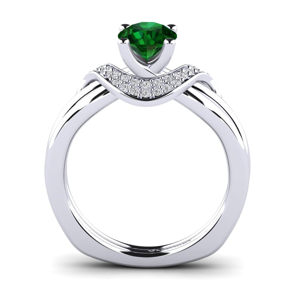 White Silver Tsavorite Engagement Ring Alasha 0.8 crt