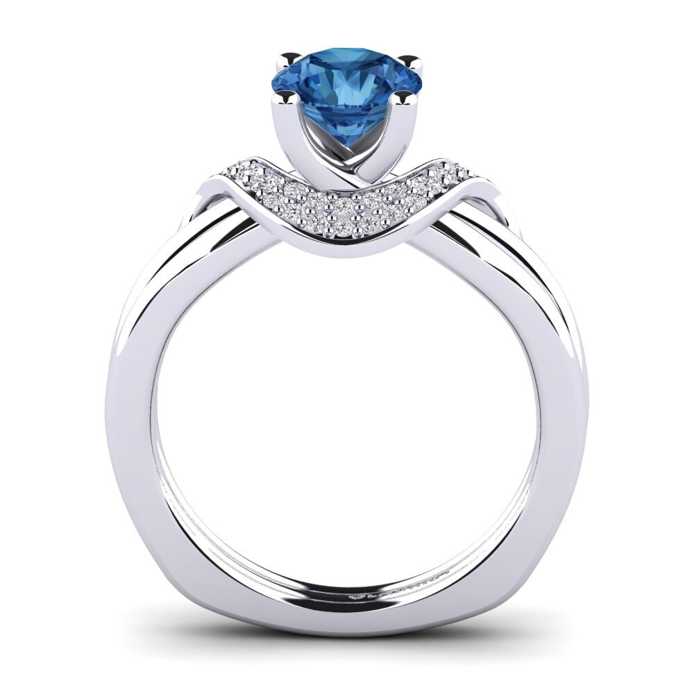Circonita Azul Oscuro Anillo de compromiso Alasha 1.0 crt