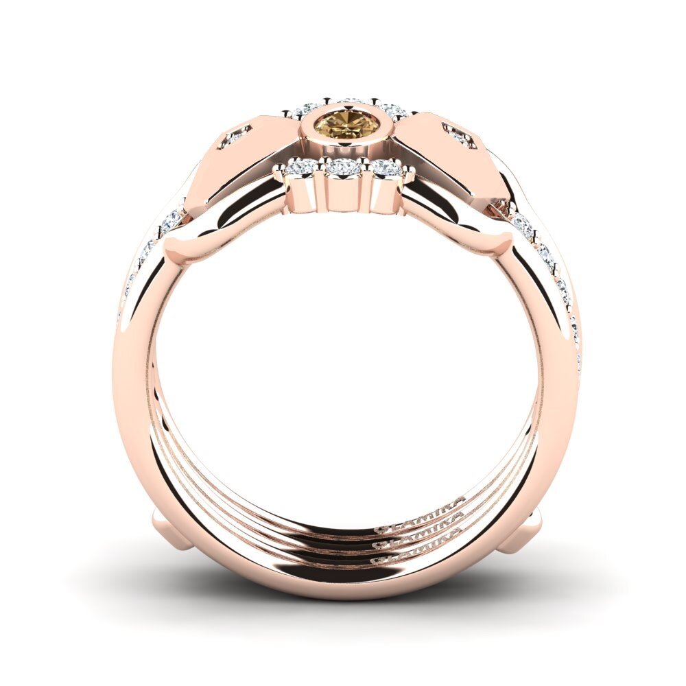Ovalado Diamante café Anillo Aldl SET