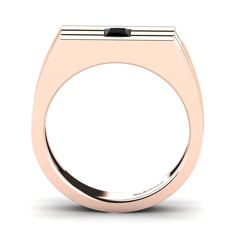 14ct Rose Gold Black Diamond Men's Ring Alecander