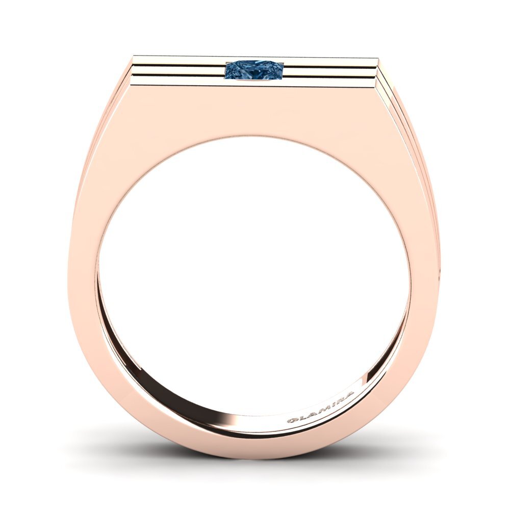 Oro Rosso 585 Diamante Blu Anello da uomo Alecander
