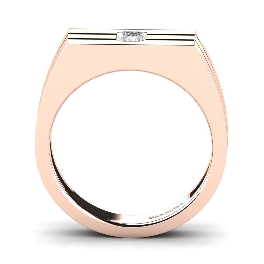 9ct Rose Gold White sapphire Men's Ring Alecander