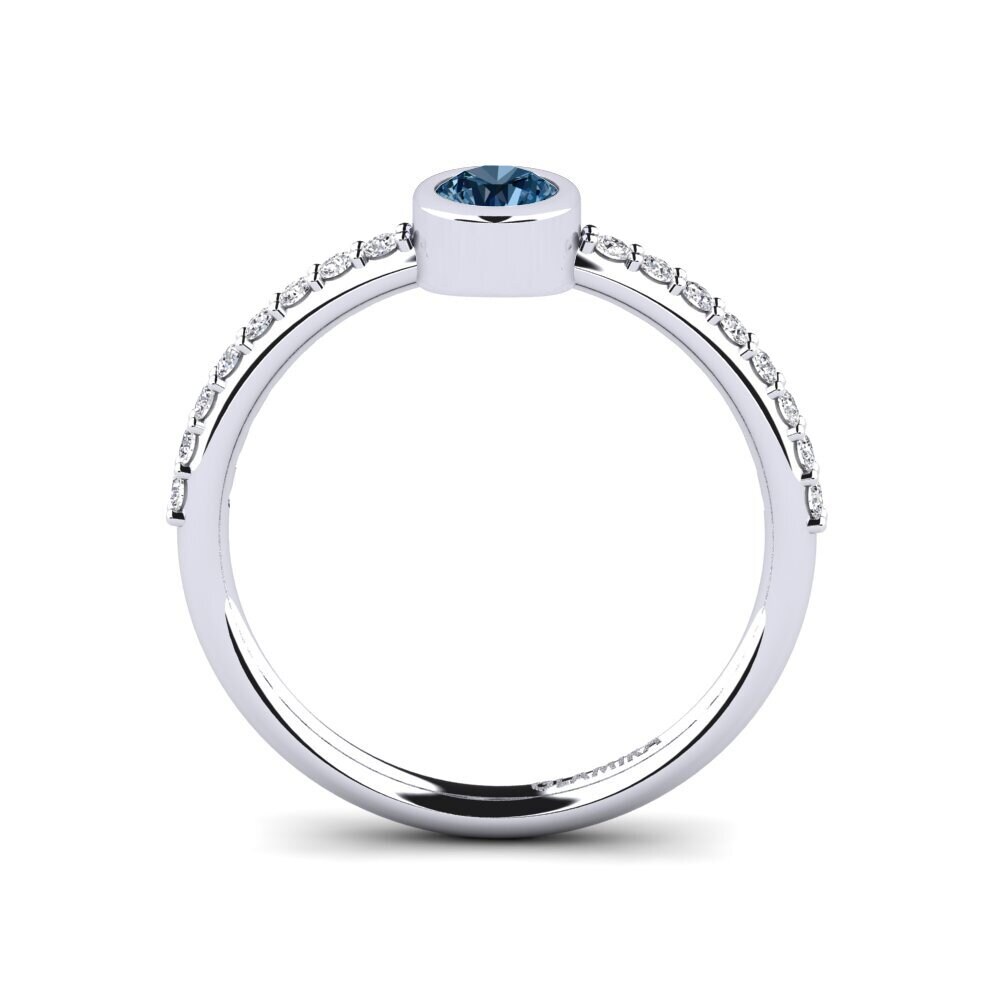 Diamante Azul Anel Feminino Aleckon