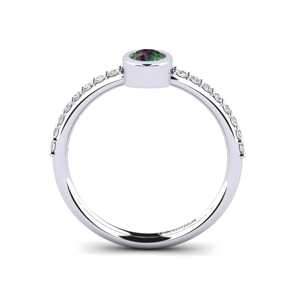 White Silver Mystic Topaz Women's Ring Aleckon