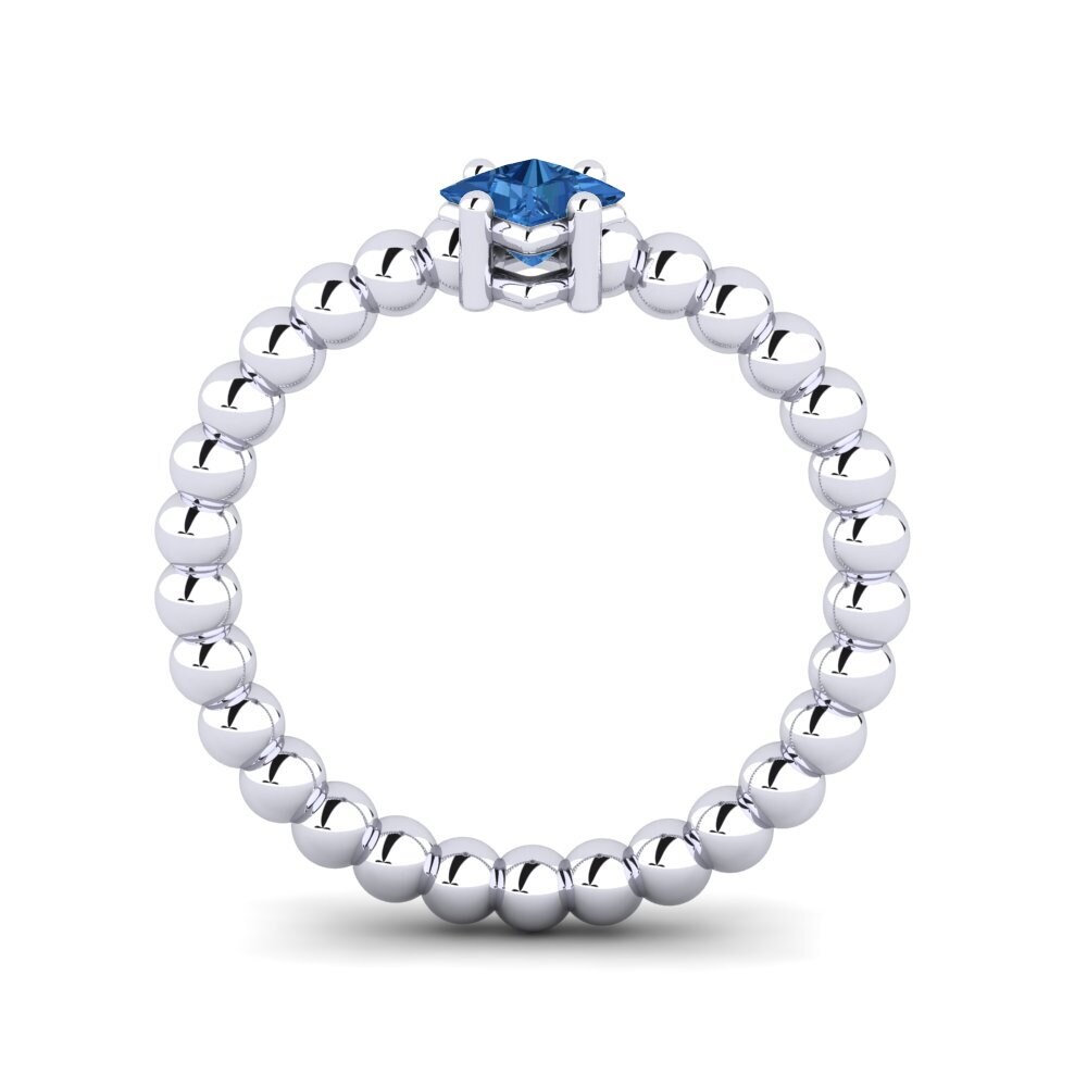 White Silver Dark Blue Zirconia Knuckle Ring Aleffra