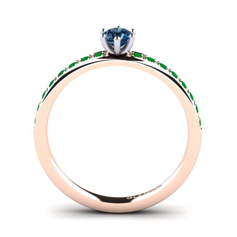 14ct Rose / White Gold Blue Diamond Engagement Ring Ageall