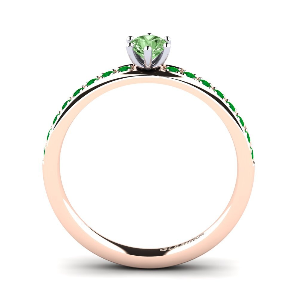 14ct Rose / White Gold Green Diamond Engagement Ring Ageall