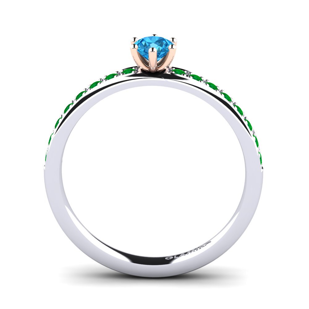14ct White / Rose Gold Blue Topaz Engagement Ring Ageall