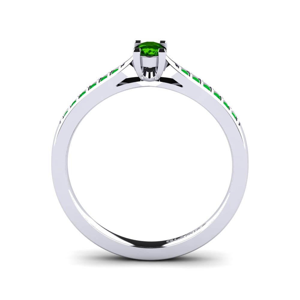 18ct White Gold Green Tourmaline Engagement Ring Alina 0.16 crt