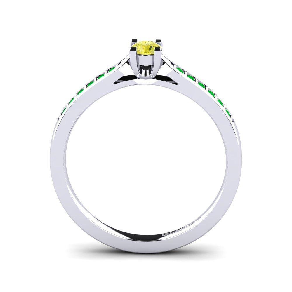 White Silver Yellow Diamond Engagement Ring Alina 0.16 crt