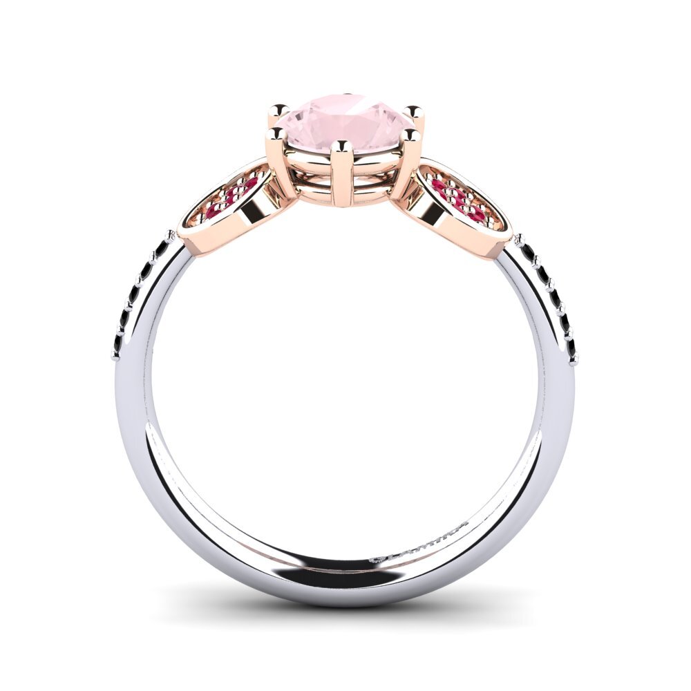 14ct White / Rose Gold Rose Quartz Engagement Ring Alinga